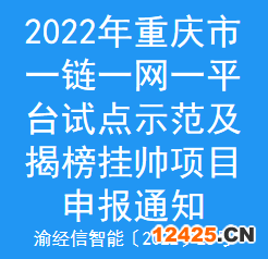 2022年重慶市一鏈一網一平臺試點示范及揭榜掛帥項目申報通知(圖1)