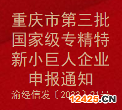 重慶市第三批國家級專精特新小巨人企業申報通知(圖1)