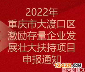 2022年重慶市大渡口區激勵存量企業發展壯大扶持項目申報通知(圖1)