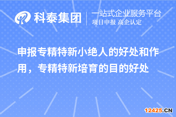申報專精特新小絕人的好處和作用，專精特新培育的目的好處