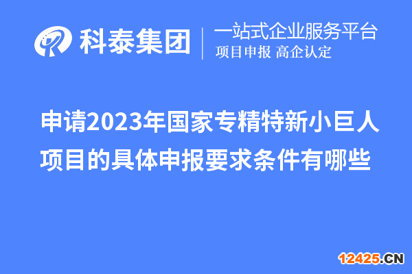 申請2023年國家專精特新小巨人項目的具體申報要求條件有哪些