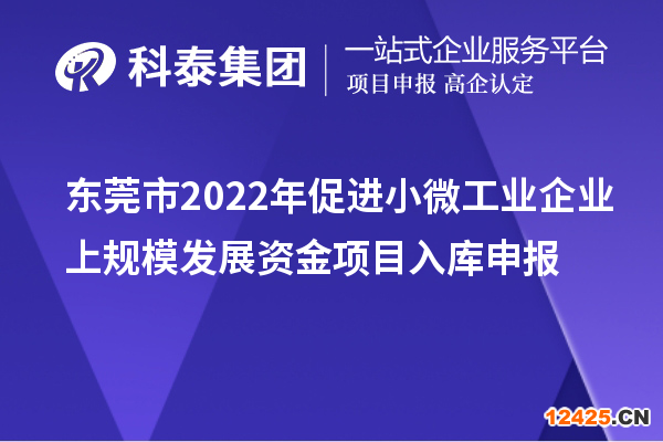 東莞市2022年促進小微工業企業上規模發展資金項目入庫申報