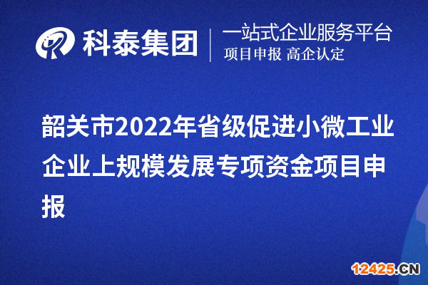 韶關市2022年省級促進小微工業企業上規模發展專項資金項目申報