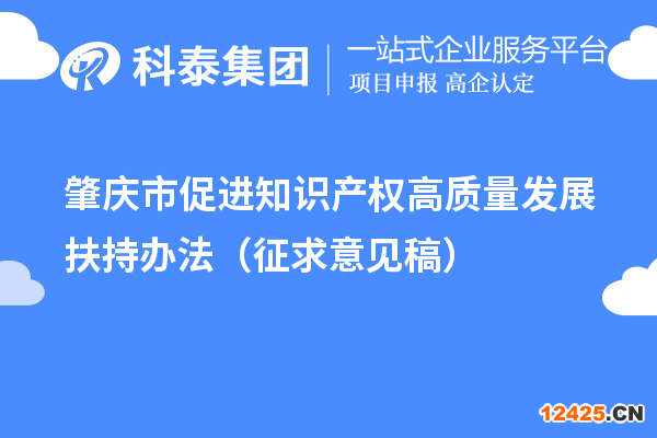 肇慶市促進知識產權高質量發展扶持辦法（征求意見稿）
