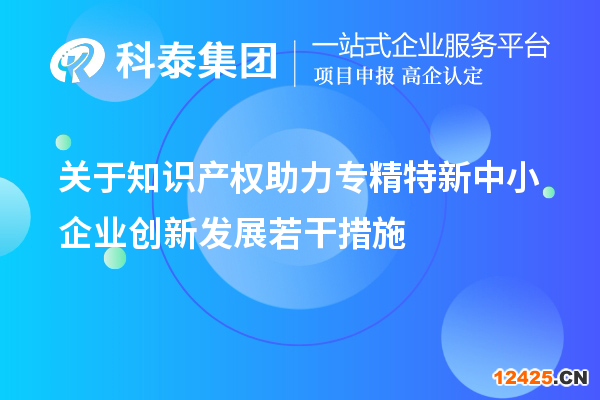 關(guān)于知識產(chǎn)權(quán)助力專精特新中小企業(yè)創(chuàng)新發(fā)展若干措施