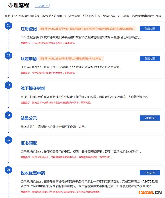 廣東省高新技術企業申報流程