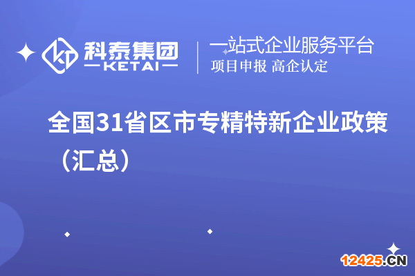 全國31省區市專精特新企業政策（匯總）