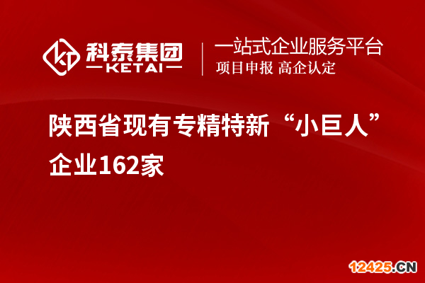 陜西省現(xiàn)有專精特新“小巨人”企業(yè)162家