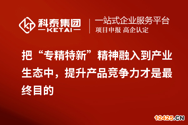 把“專精特新”精神融入到產業生態中，提升產品競爭力才是最終目的