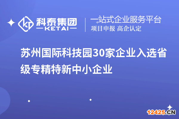 蘇州國際科技園30家企業入選省級專精特新中小企業