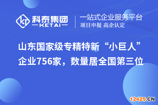 山東國(guó)家級(jí)專精特新“小巨人”企業(yè)756家，數(shù)量居全國(guó)第三位
