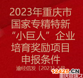 2023年重慶市國家專精特新“小巨人”企業培育獎勵項目申報條件(圖1)