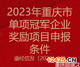 2023年重慶市單項冠軍企業獎勵項目申報條件(圖1)