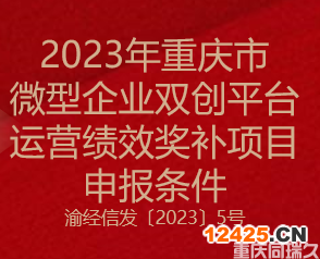 2023年重慶市微型企業雙創平臺運營績效獎補項目申報條件(圖1)