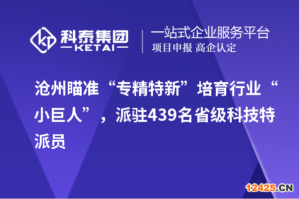 滄州瞄準“專精特新”培育行業“小巨人”，派駐439名省級科技特派員